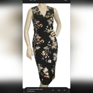 ERDEM‎ Black Floral Midi Dress